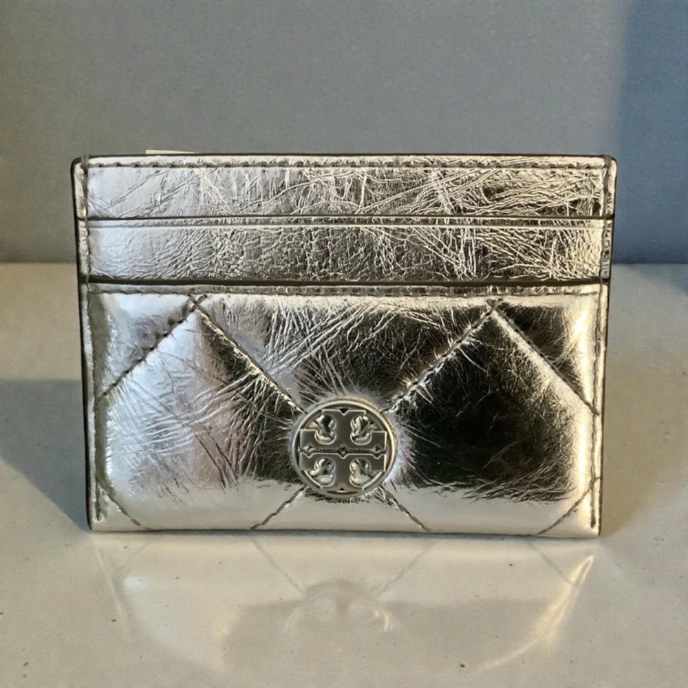 Tory Burch metallic slim card case